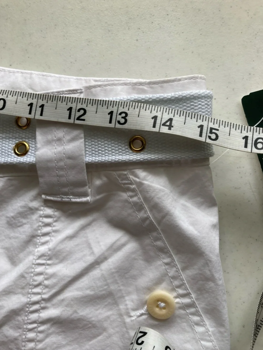 Lauren Ralph Lauren White Cotton Belted Crop Pants with Gold D-Ring - Picture 10 of 11
